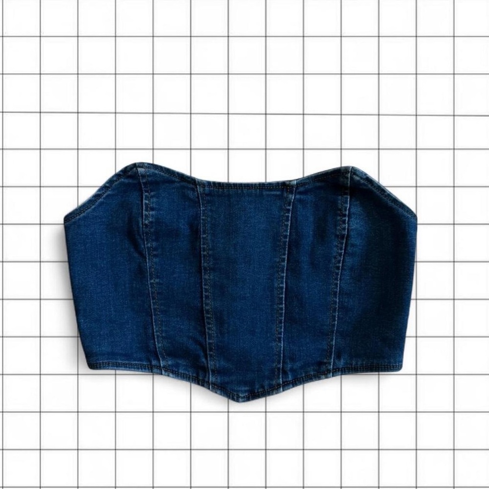 ADIKA Denim Strapless Corset Top - Blue